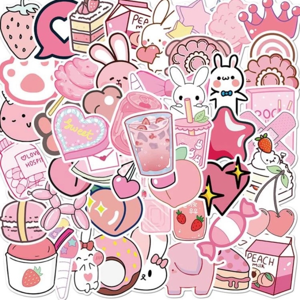 Pink 50 Pieces Cute Sticker Bundle - Picture 14 of 16